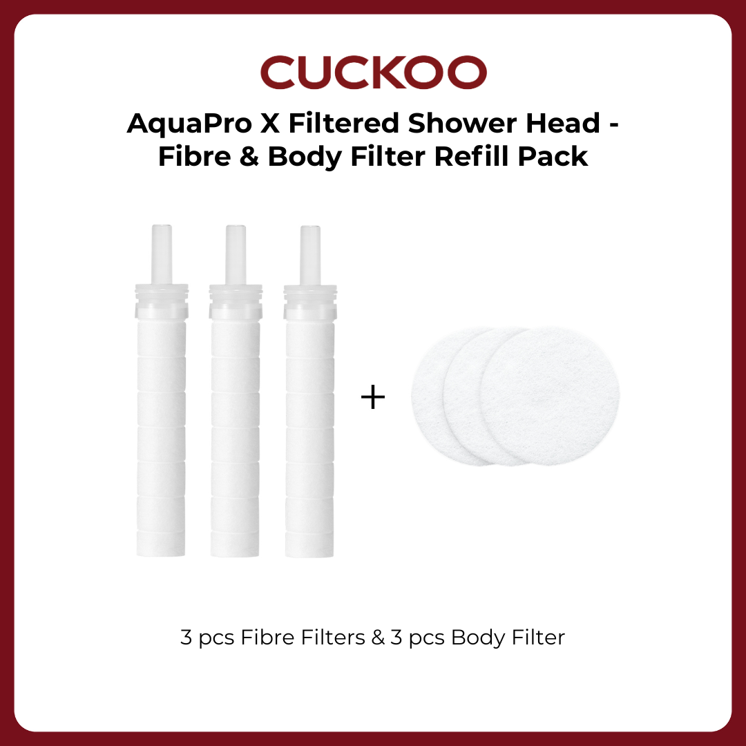 AquaPro X Filtered Shower Head - High-Density Fibre Filter & Body Filter Refill Pack
